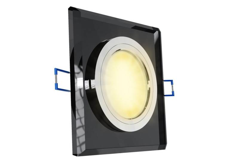 SSC-LUXon LED Einbaustrahler Flacher Glas LED Einbaustrahler dimmbar eckig schwarz mit LED Modul, Warmweiß von SSC-LUXon