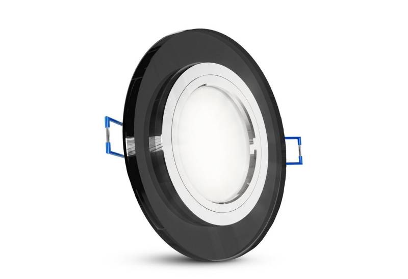 SSC-LUXon LED Einbaustrahler Flacher Glas LED Einbaustrahler rund, schwarz mit LED-Modul dimmbar, Neutralweiß von SSC-LUXon