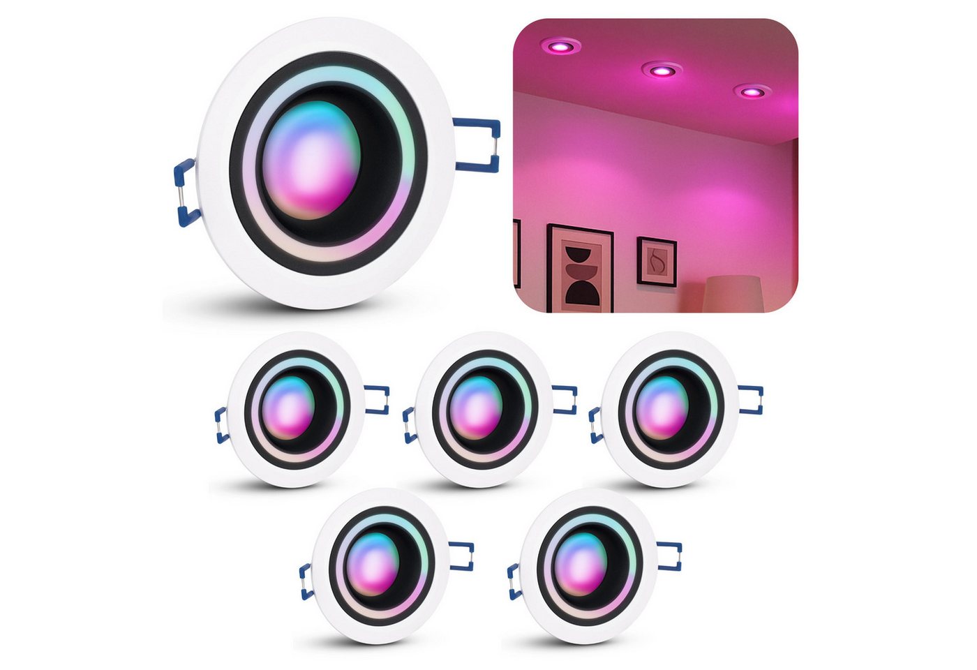 SSC-LUXon LED Einbaustrahler Matapo Design Einbauspot schwarz weiss mit Smart Home GU10 RGBW LED, RGB & Weißtöne SSC-LUXon LED Einbaustrahler Matapo Design Einbauspot schwarz weiss mit Smart Home GU10 RGBW LED, RGB & Weißtöne von SSC-LUXon