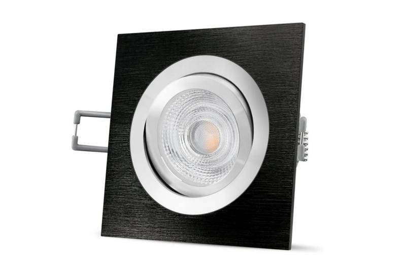 SSC-LUXon LED Einbaustrahler QF-2 LED Einbauleuchte schwarz gebuerstet, eckig & schwenkbar GU10, Warmweiß von SSC-LUXon