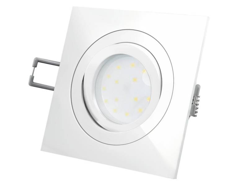 SSC-LUXon LED Einbaustrahler QF-2 LED-Einbauleuchte weiss, flach und schwenkbar mit LED-Modul 230V, Warmweiß von SSC-LUXon