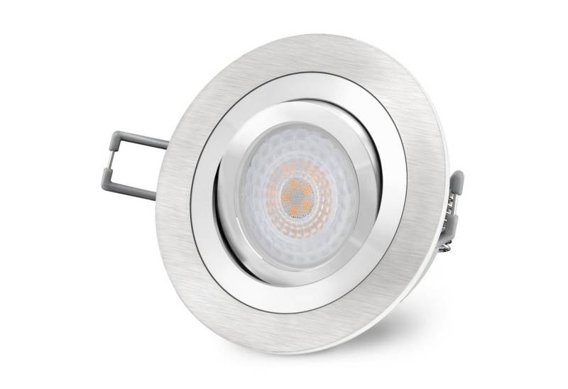 SSC-LUXon LED Einbaustrahler RF-2 LED Einbauleuchte flach & schwenkbar Alu gebürstet fourSTEP 5W, LED wechselbar, Warmweiß von SSC-LUXon