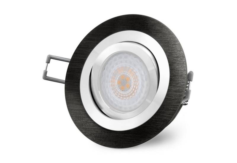 SSC-LUXon LED Einbaustrahler RF-2 LED Einbauleuchte flach & schwenkbar schwarz gebuerstet, Warmweiß von SSC-LUXon