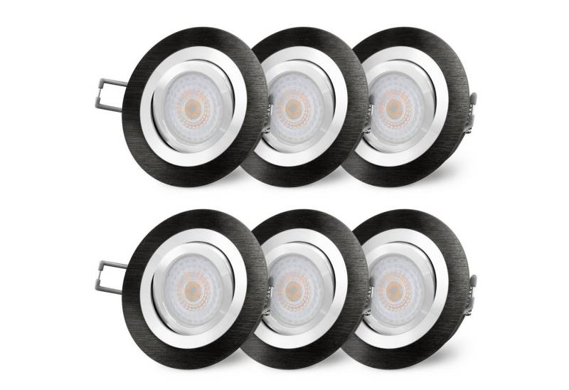 SSC-LUXon LED Einbaustrahler RF-2 LED Einbauleuchte flach & schwenkbar schwarz gebuerstet, Warmweiß von SSC-LUXon