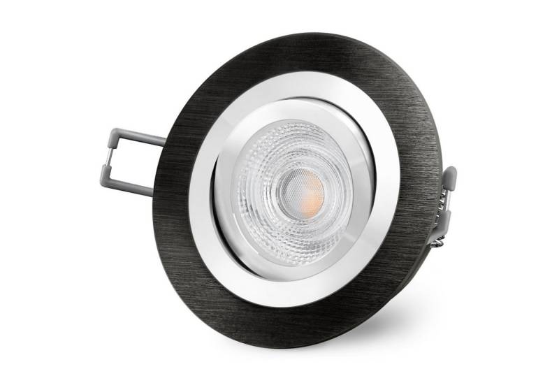 SSC-LUXon LED Einbaustrahler RF-2 LED Einbauleuchte schwenkbar Alu schwarz rund mit 5W LED GU10, Neutralweiß von SSC-LUXon