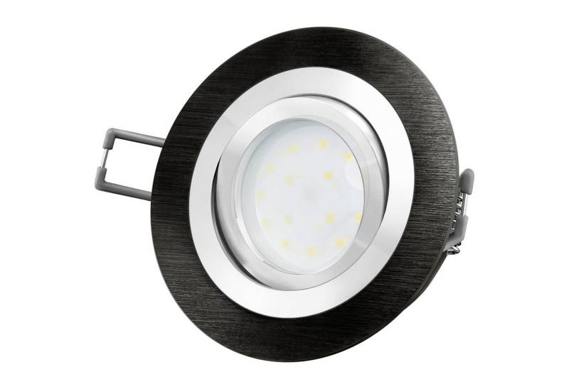 SSC-LUXon LED Einbaustrahler RF-2 LED-Einbauspot rund flach Alu schwarz gebuerstet mit fourSTEP, Neutralweiß von SSC-LUXon