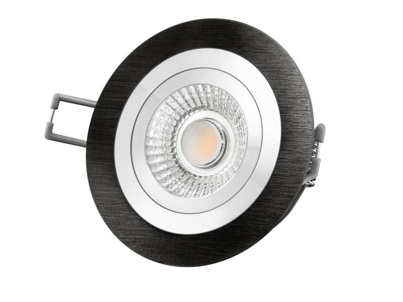 SSC-LUXon LED Einbaustrahler RF-2 LED-Einbauspot rund flach Alu schwarz schwenkbar mit LED-Modul, Warmweiß von SSC-LUXon