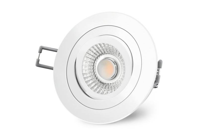 SSC-LUXon LED Einbaustrahler RF-2 LED-Einbauspot rund flach weiss schwenkbar mit LED-Modul 230V, Warmweiß von SSC-LUXon