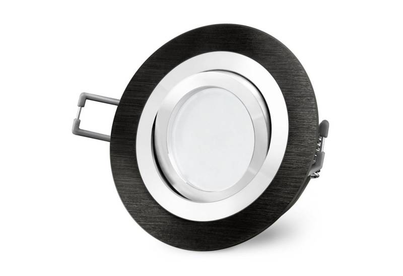 SSC-LUXon LED Einbaustrahler RF-2 LED Einbauspot schwenkbar Alu schwarz rund mit Milky GU10 LED, Neutralweiß von SSC-LUXon