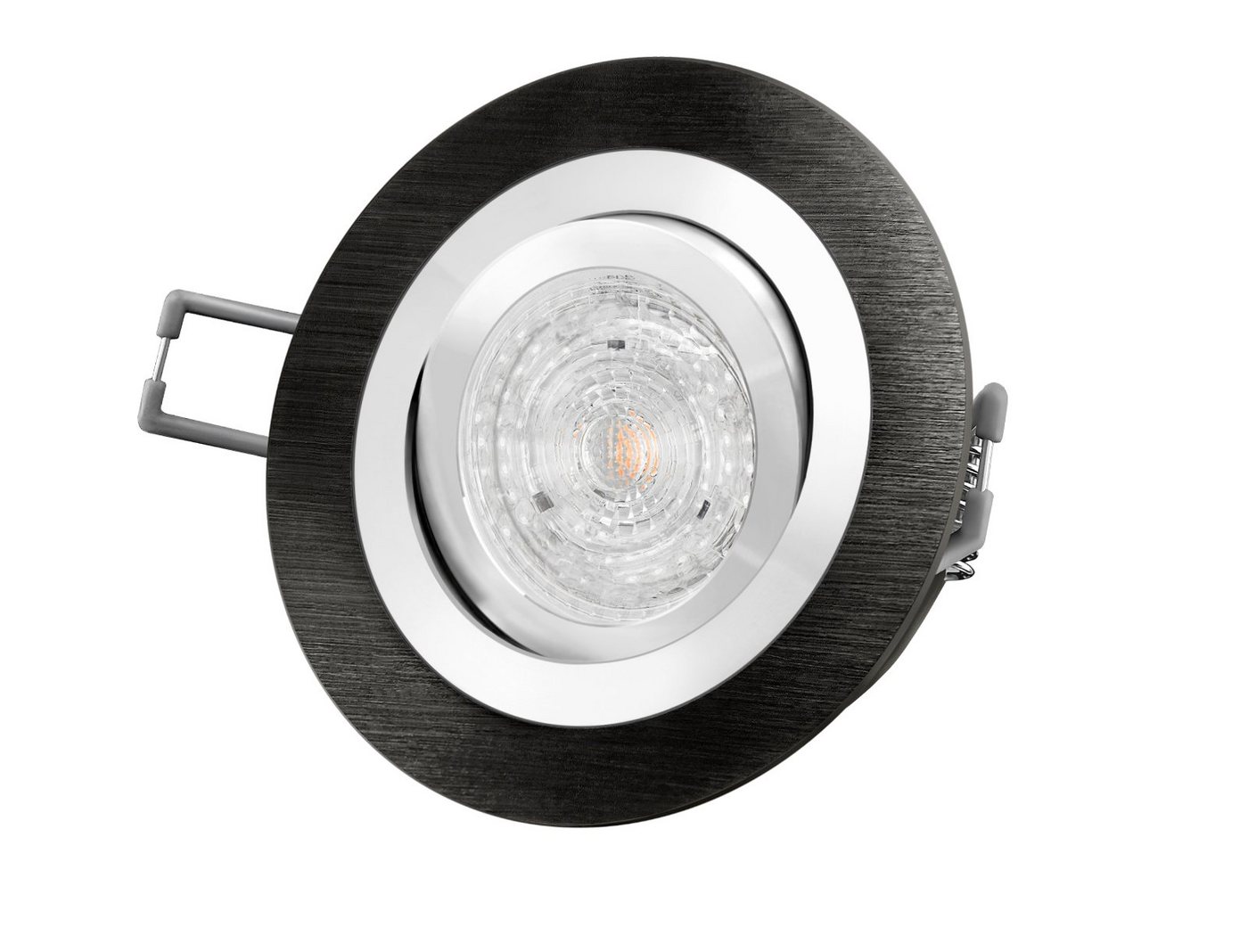 SSC-LUXon LED Einbaustrahler RF-2 LED-Einbaustrahler Leuchte rund Alu schwarz gebuerstet, 4,9W, Neutralweiß von SSC-LUXon