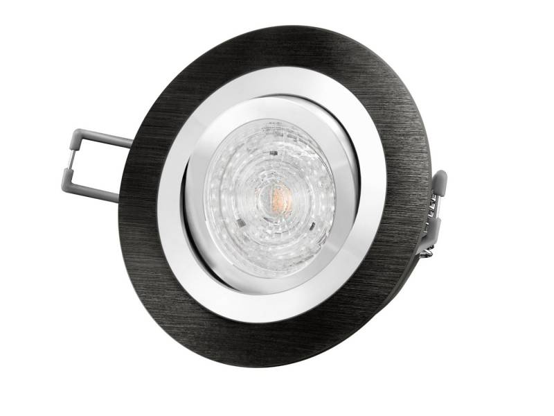 SSC-LUXon LED Einbaustrahler RF-2 LED-Einbaustrahler Leuchte rund Alu schwarz gebuerstet, 4,9W, Neutralweiß von SSC-LUXon