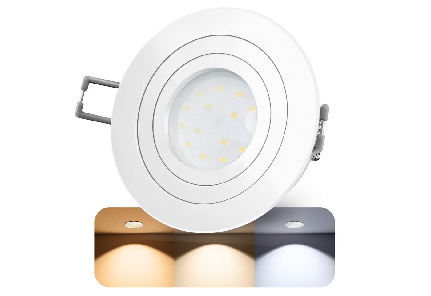 SSC-LUXon LED Einbaustrahler RF-2 LED Spot weiß 230V 6w dimmbar 3CCT warm neutral kalt, Warmweiß bis Tageslicht SSC-LUXon LED Einbaustrahler RF-2 LED Spot weiß 230V 6w dimmbar 3CCT warm neutral kalt, Warmweiß bis Tageslicht von SSC-LUXon