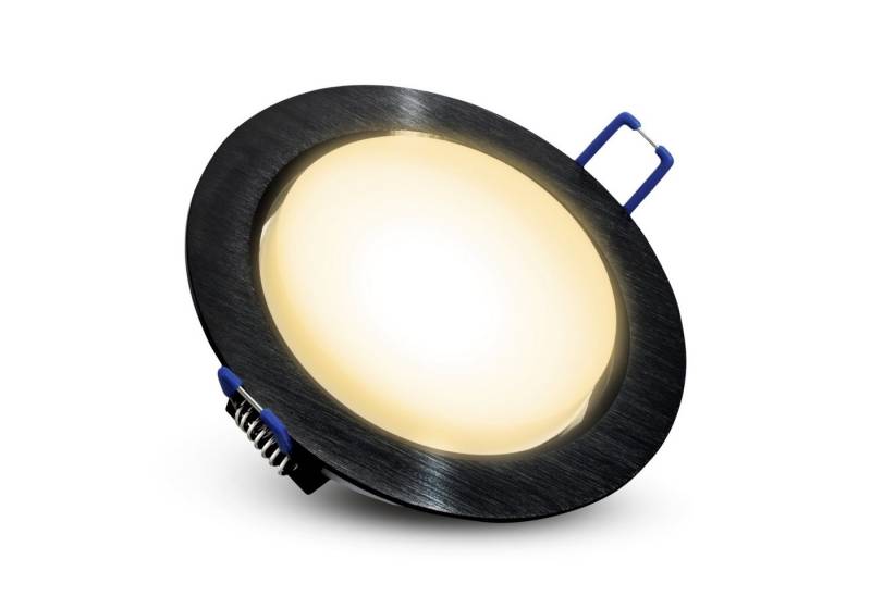 SSC-LUXon LED Einbaustrahler RX-3 Einbauleuchte schwarz rund mit GX53 LED 5W warmweiß, Warmweiß von SSC-LUXon