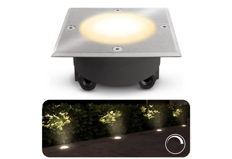 SSC-LUXon LED Gartenstrahler Bodeneinbaustrahler VIROK mit zwei Gläser LED GX53 6W dimmbar warmweiß, Warmweiß von SSC-LUXon
