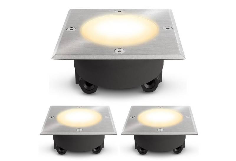 SSC-LUXon LED Gartenstrahler Bodeneinbaustrahler eckig VIROK - Strahler inkl LED GX53 5W DIMMBAR, Warmweiß von SSC-LUXon
