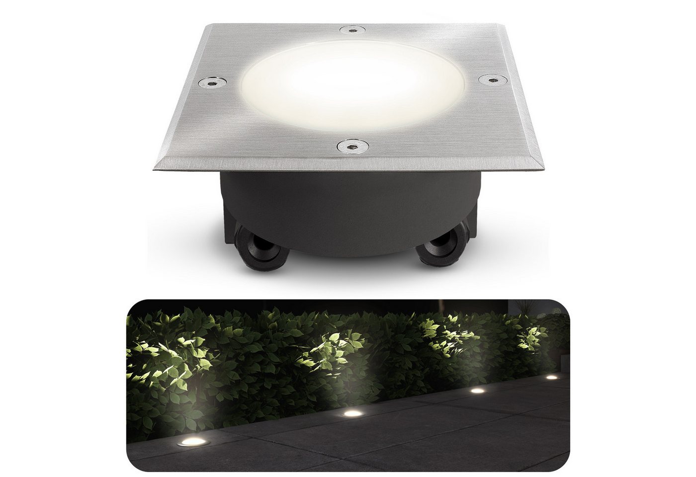 SSC-LUXon LED Gartenstrahler Bodenstrahler VIROK inkl. Wechselglas klar & milchig mit LED GX53 3W, Neutralweiß von SSC-LUXon