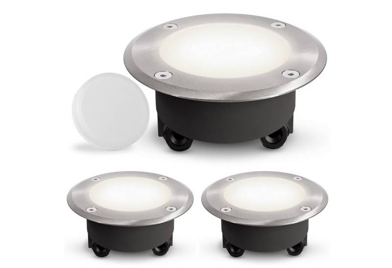 SSC-LUXon LED Gartenstrahler Bodeneinbaustrahler rund VISKOS - Bodenleuchte mit LED GX53 5W, Neutralweiß von SSC-LUXon