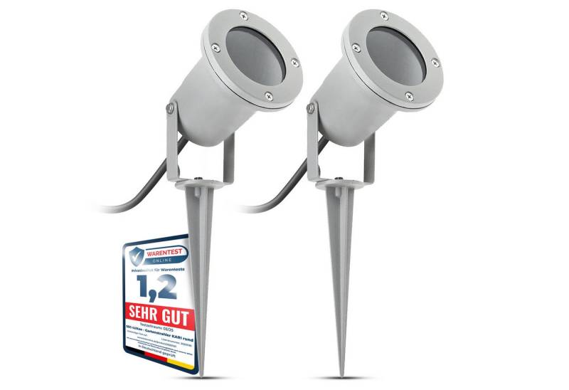 SSC-LUXon LED Gartenstrahler Gartenstrahler KARI mit Erdspiess grau & Kabel incl. 3W GU10 LED, Extra Warmweiß von SSC-LUXon