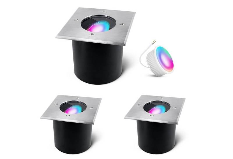 SSC-LUXon LED Gartenstrahler JADINA flacher Bodenstrahler schwenkbar eckig IP67 mit Smart RGB LED, Warmweiß bis Tageslicht von SSC-LUXon