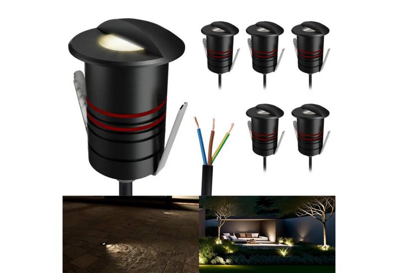 SSC-LUXon LED Gartenstrahler JAVO LED Bodenstrahler IP67 230V schwarz seitliches Licht warmweiß, Warmweiß von SSC-LUXon