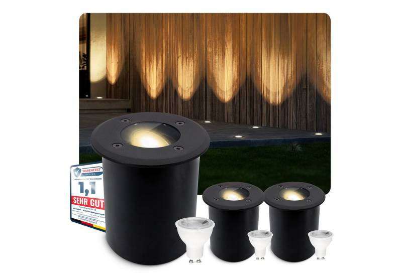 SSC-LUXon LED Gartenstrahler JUAVI Bodeneinbauleuchte IP67 schwarz mit GU10 3W warmweiß, Extra Warmweiß von SSC-LUXon