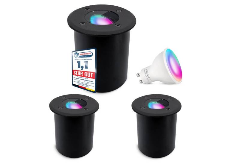 SSC-LUXon LED Gartenstrahler JUAVI Bodeneinbauleuchte IP67 schwarz mit Smart GU10 RGBW 5W, RGB & Weißtöne von SSC-LUXon