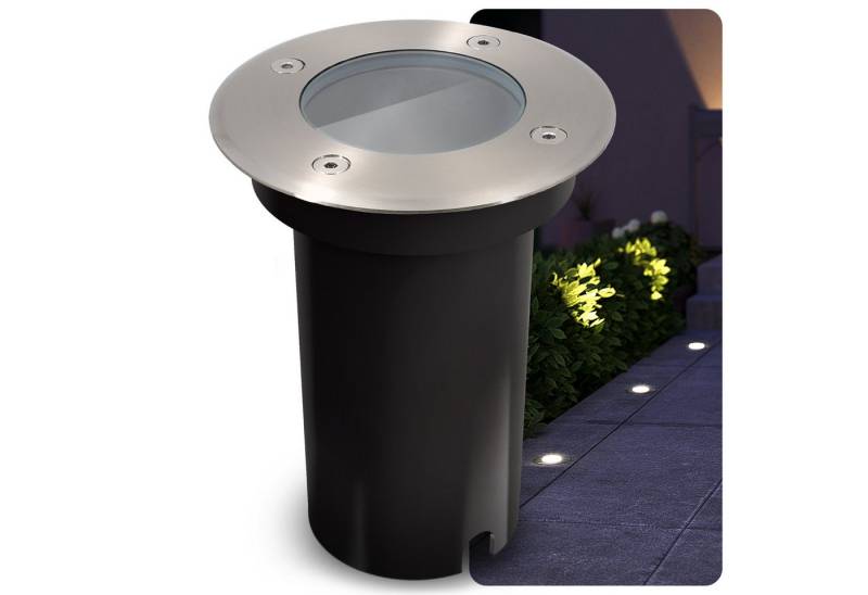 SSC-LUXon LED Gartenstrahler LED Bodeneinbauleuchte KALPA rund silber IP67 ohne Leuchtmittel von SSC-LUXon