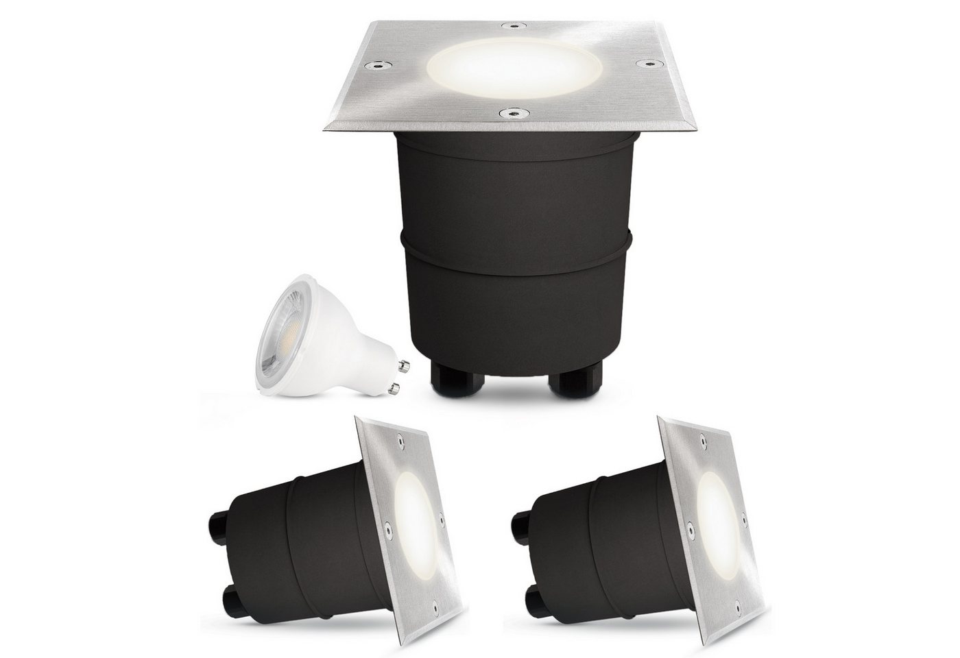 SSC-LUXon LED Gartenstrahler LED Bodeneinbaustrahler MADON - befahrbare Bodenlampe IP67 mit 3W LED, Neutralweiß von SSC-LUXon