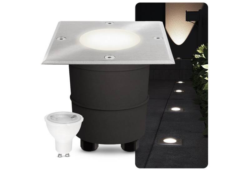 SSC-LUXon LED Gartenstrahler LED Bodeneinbaustrahler MADON in quadratisch IP67 mit LED GU10 5W, Neutralweiß von SSC-LUXon