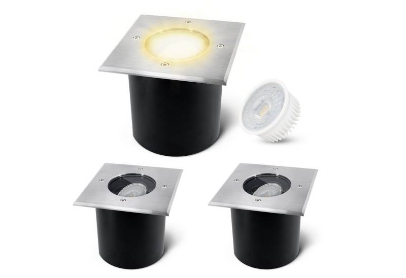 SSC-LUXon LED Gartenstrahler LED Bodenstrahler JADINA schwenkbar, flach & quadratisch IP67, Warmweiß von SSC-LUXon