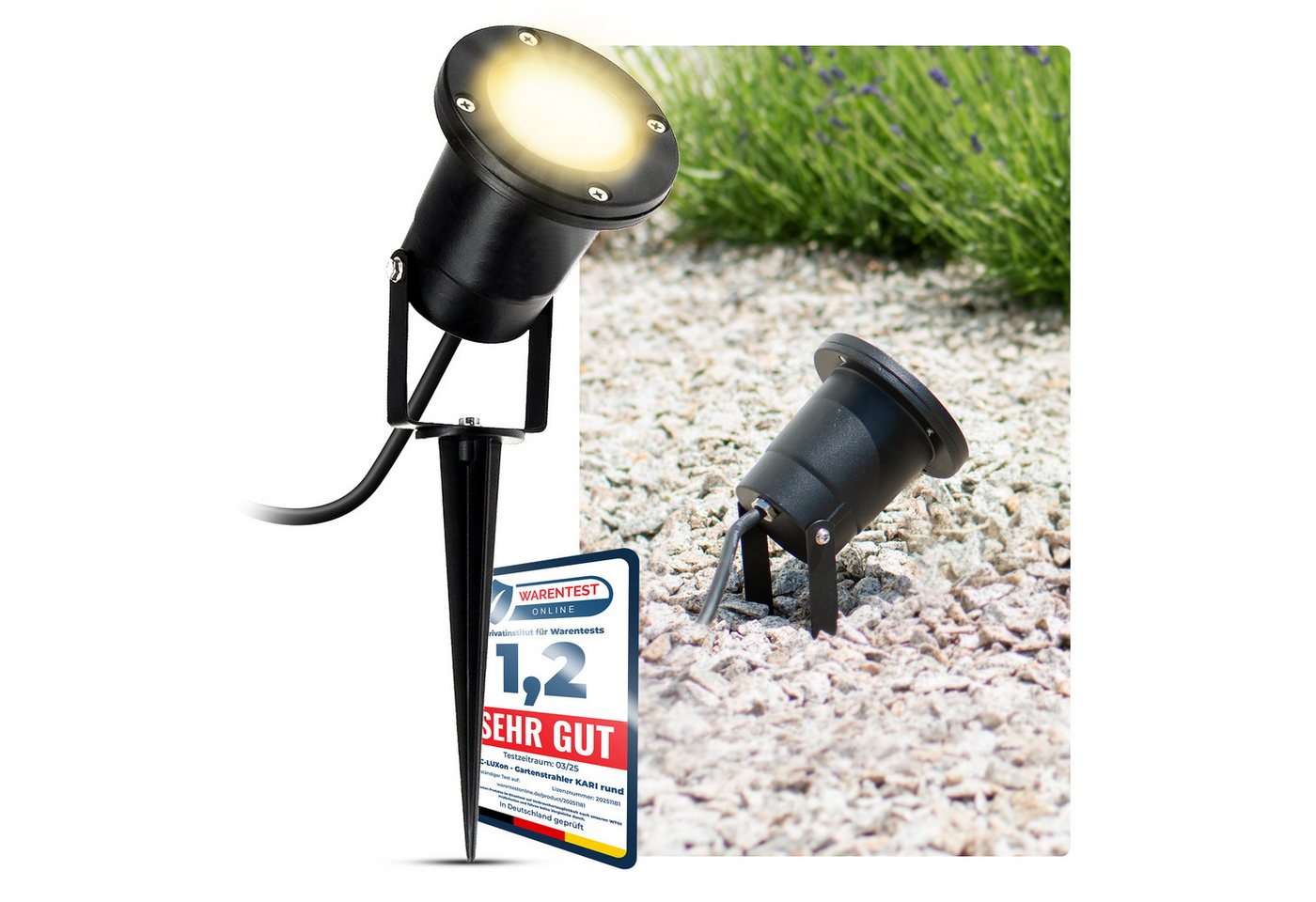SSC-LUXon LED Gartenstrahler LED Gartenstrahler KARI Erdspiess & Kabel schwarz 3W warmweiss GU10, Warmweiß SSC-LUXon LED Gartenstrahler LED Gartenstrahler KARI Erdspiess & Kabel schwarz 3W warmweiss GU10, Warmweiß von SSC-LUXon