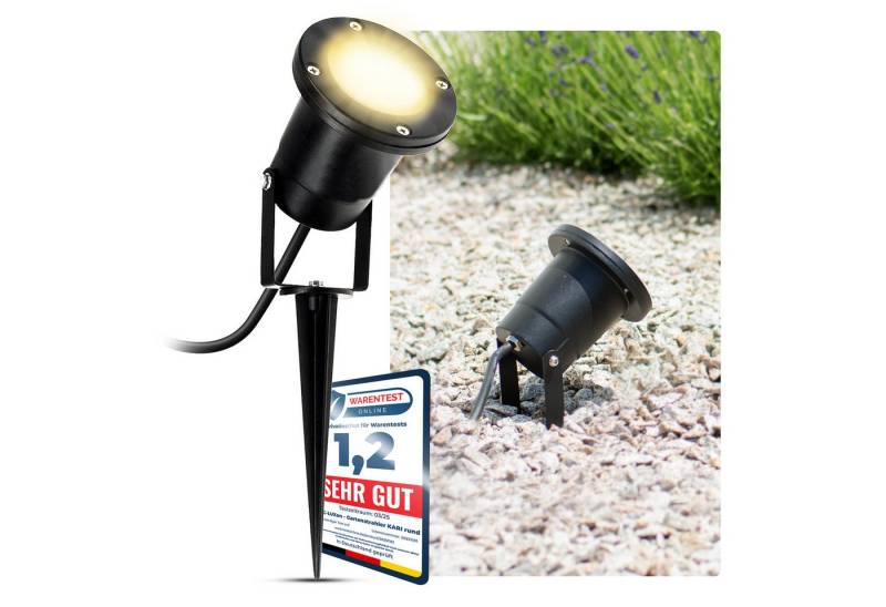 SSC-LUXon LED Gartenstrahler LED Gartenstrahler KARI Erdspiess & Kabel schwarz 3W warmweiss GU10, Warmweiß von SSC-LUXon