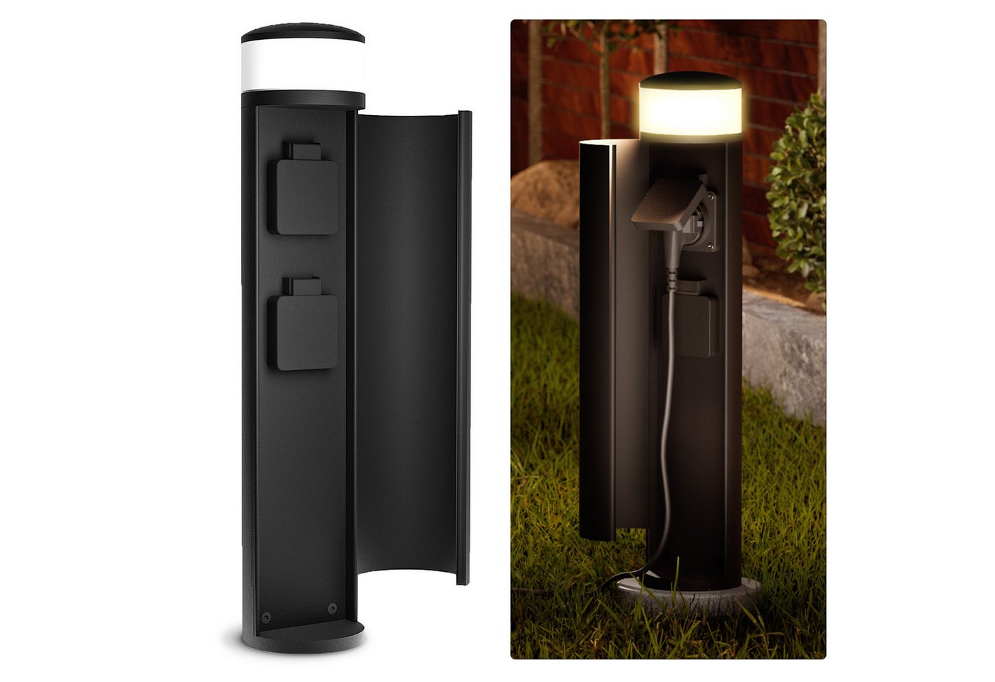 SSC-LUXon LED Gartenstrahler PALISO Lichtsäule mit 2 Steckdosen und G9 LED 3W warmweiß, Warmweiß SSC-LUXon LED Gartenstrahler PALISO Lichtsäule mit 2 Steckdosen und G9 LED 3W warmweiß, Warmweiß von SSC-LUXon