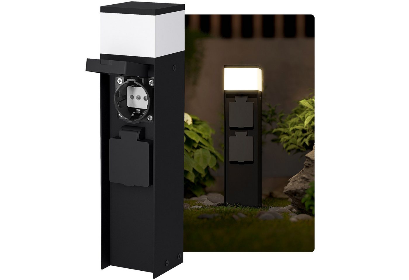 SSC-LUXon LED Gartenstrahler Pollerleuchte ZAVO schwarz für G9 Lampen mit zwei Schuko Steckdosen SSC-LUXon LED Gartenstrahler Pollerleuchte ZAVO schwarz für G9 Lampen mit zwei Schuko Steckdosen von SSC-LUXon