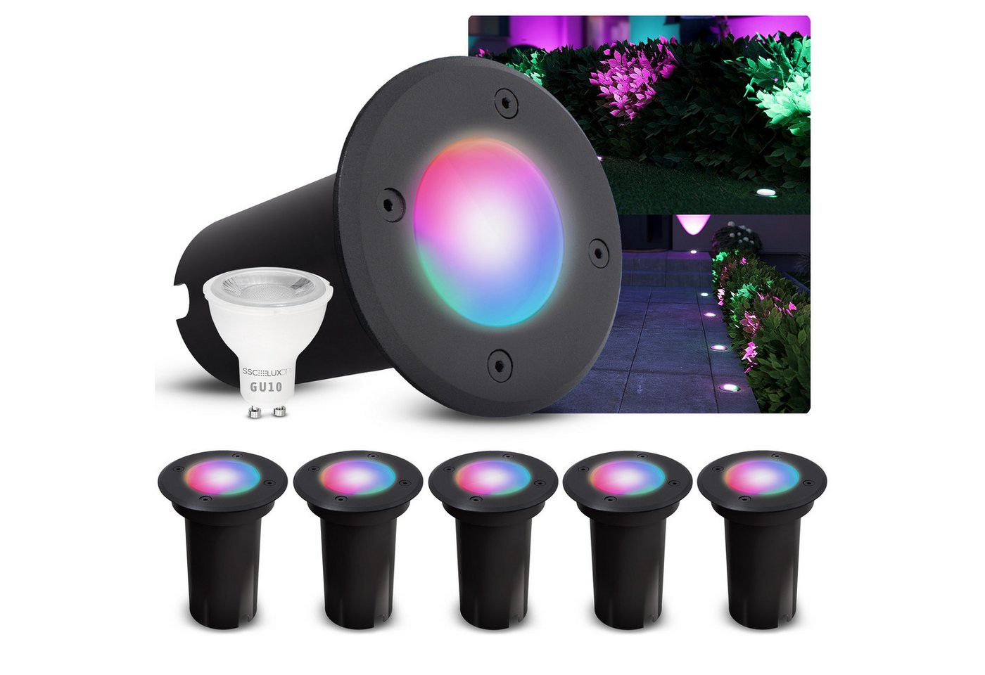SSC-LUXon LED Gartenstrahler SSC-LUXon Bodenleuchte KALPA rund schwarz IP67 Smart LED RGB+W dimmbar SSC-LUXon LED Gartenstrahler SSC-LUXon Bodenleuchte KALPA rund schwarz IP67 Smart LED RGB+W dimmbar von SSC-LUXon