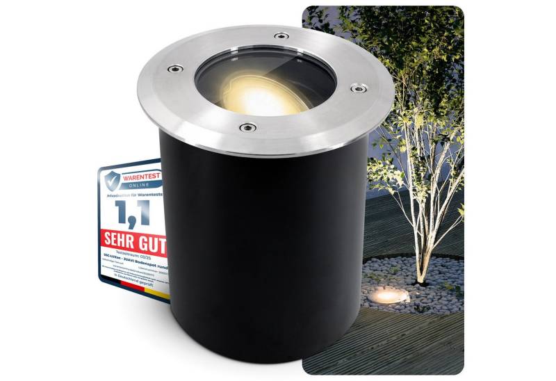 SSC-LUXon LED Gartenstrahler Schwenkbarer LED Bodenspot JUAVI rund IP67 mit LED GU10 3W, Extra Warmweiß von SSC-LUXon