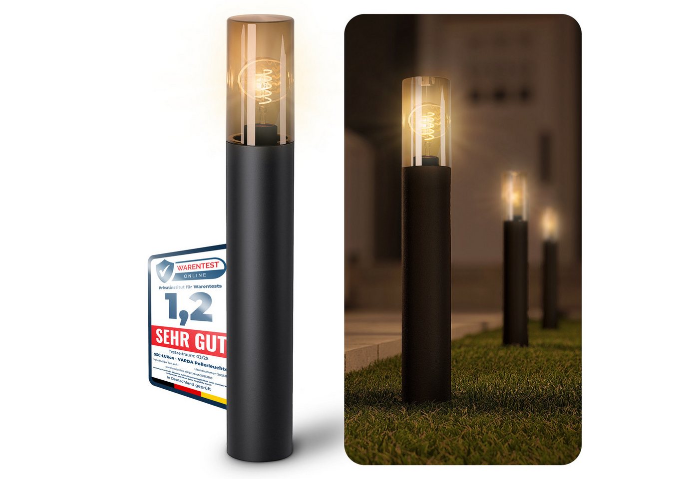 SSC-LUXon LED Gartenstrahler VARDA Pollerleuchte mit LED E27 Vintage Filament extra warmweiß 3W, Extra Warmweiß SSC-LUXon LED Gartenstrahler VARDA Pollerleuchte mit LED E27 Vintage Filament extra warmweiß 3W, Extra Warmweiß von SSC-LUXon