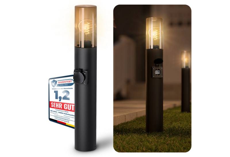 SSC-LUXon LED Gartenstrahler VARDA Wegeleuchte mit Steckdose LED Birne E27 Retro extra warmweiß 3W, Extra Warmweiß von SSC-LUXon