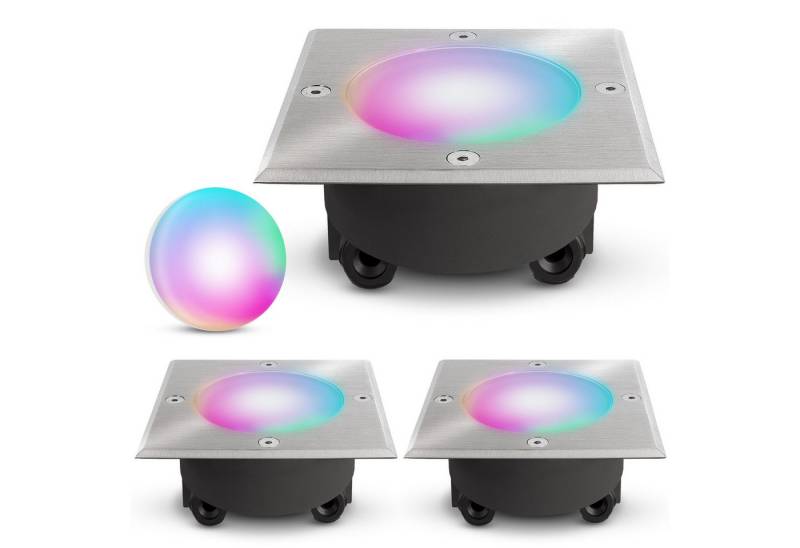 SSC-LUXon LED Gartenstrahler VIROK Bodeneinbauleuchte flach eckig IP67 mit WLAN RGB LED GX53, RGB & Weißtöne von SSC-LUXon