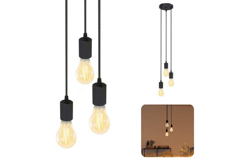 SSC-LUXon LED-Hängeleuchte Hängeleuchte PARU 3er mit Smart E27 Birnen WLAN dimmbar CCT, Warmweiß bis Tageslicht von SSC-LUXon