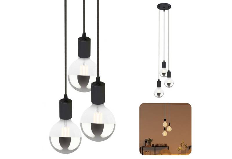 SSC-LUXon LED-Hängeleuchte PARU 3er Hängeleuchte mit E27 XL Kopfspiegel LED warmweiß 7W, Warmweiß von SSC-LUXon