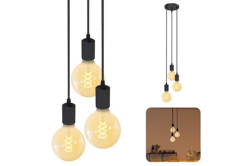 SSC-LUXon LED-Hängeleuchte PARU Pendelleuchte 3er mit E27 GlobeXL LED extra warmweiß 3W, Extra Warmweiß von SSC-LUXon