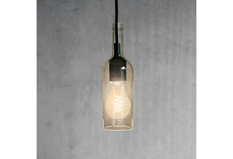 SSC-LUXon LED-Hängeleuchte Pendellampe Glas Weinflasche transparent Retro LED Filament Glühbirne, Extra Warmweiß von SSC-LUXon