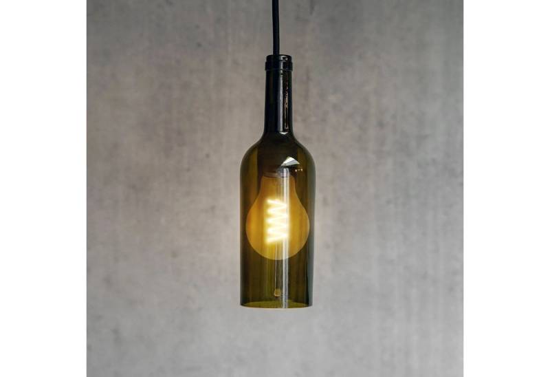 SSC-LUXon LED-Hängeleuchte Pendelleuchte aus recycelter Weinflasche Olive Vintage LED Glühbirne, Extra Warmweiß von SSC-LUXon