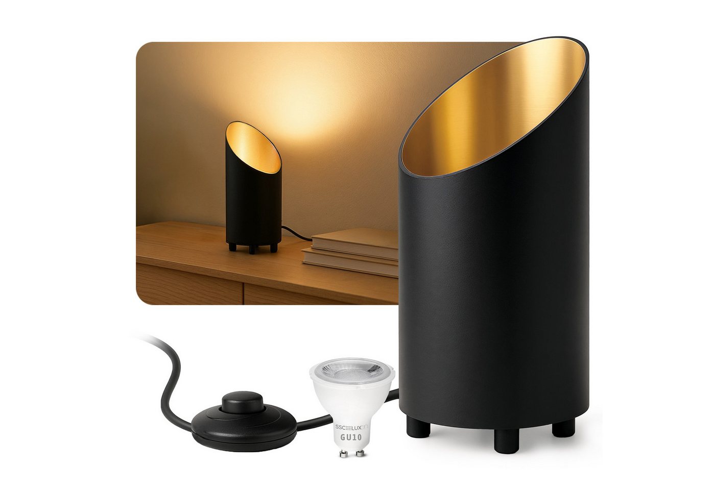 SSC-LUXon LED Spiegelleuchte Bodenlampe AUREVA Uplight mit LED GU10 fourSTEP dimmbar 5W warmweiß, Warmweiß von SSC-LUXon