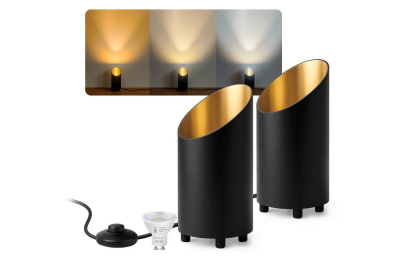 SSC-LUXon LED Spiegelleuchte Tischlampe AUREVA Bodenlampe LumiFLEX GU10 6W Birne 3in1 Lichtfarben, Warmweiß bis Tageslicht von SSC-LUXon