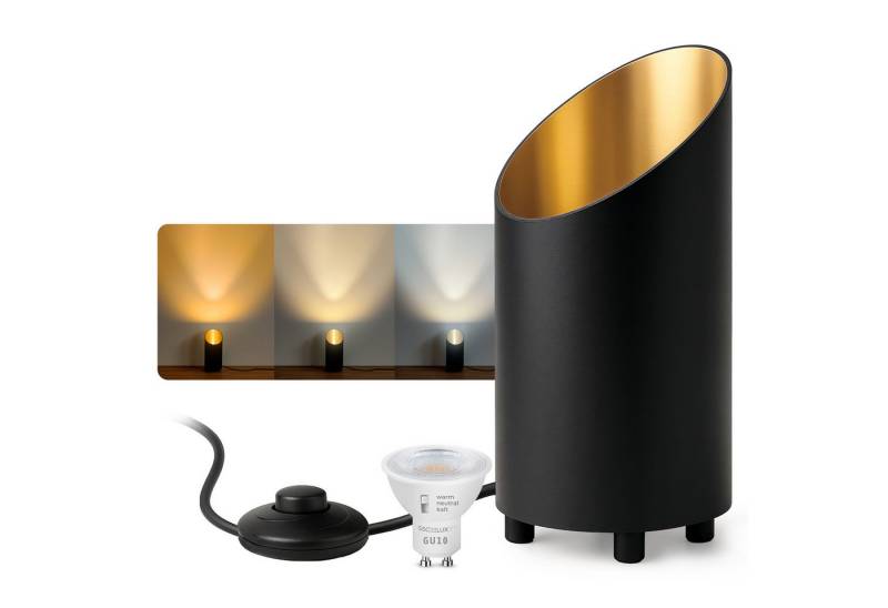 SSC-LUXon LED Spiegelleuchte Tischlampe AUREVA Bodenlampe LumiFLEX GU10 6W Birne 3in1 Lichtfarben, Warmweiß bis Tageslicht von SSC-LUXon