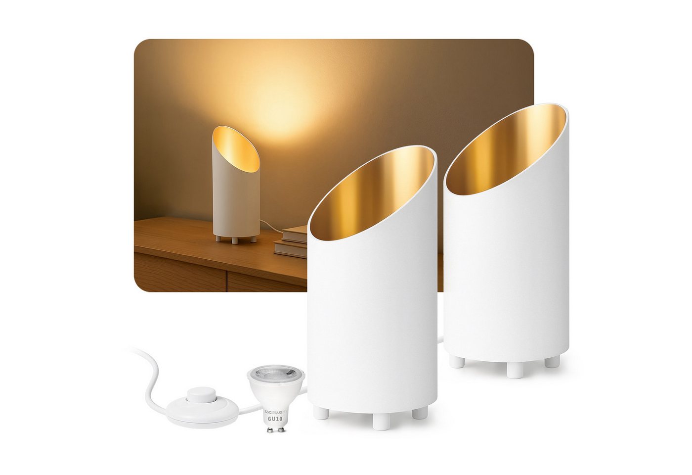 SSC-LUXon LED Spiegelleuchte Uplight Bodenlampe AUREVA mit LED fourSTEP dimmbar GU10 5W warmweiß, Warmweiß von SSC-LUXon