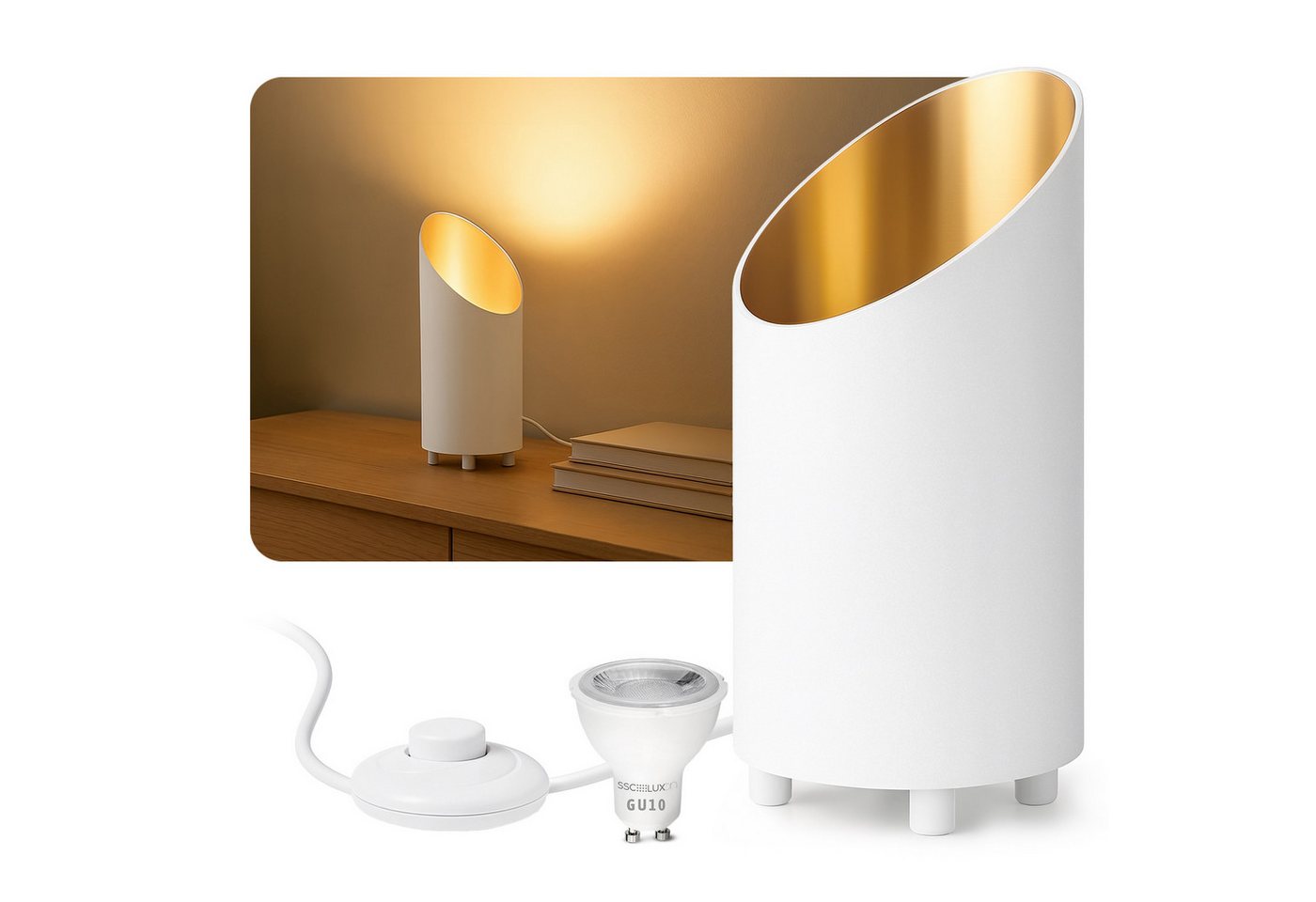 SSC-LUXon LED Spiegelleuchte Uplight Bodenlampe AUREVA Tischlampe mit LED fourSTEP GU10 5W warmweiß, Warmweiß SSC-LUXon LED Spiegelleuchte Uplight Bodenlampe AUREVA Tischlampe mit LED fourSTEP GU10 5W warmweiß, Warmweiß von SSC-LUXon