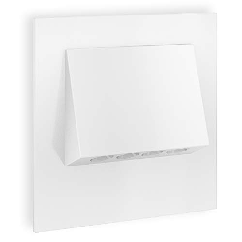 SSC-LUXon LED Treppen-Einbauleuchte NARVA in weiß 230V 1W - quadratisches Design Spotlight zur Stufen & Treppenbeleuchtung, Produktausführung:Weiß von SSC-LUXon